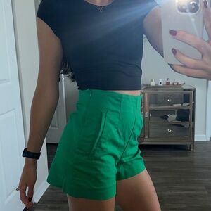 Zara Satin Green Shorts